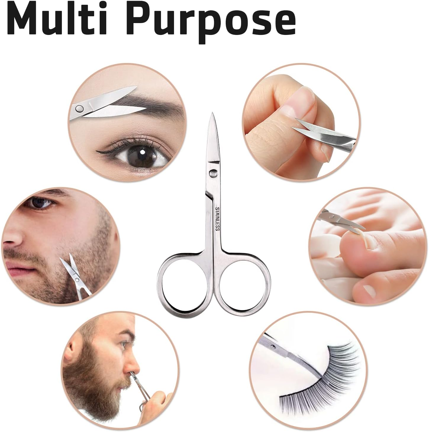 Sularpek 1 Pcs Cuticle Nail Scissors, Beauty Scissors, Professional Stainless Steel Nail Scissors, Professional Multi-Purpose, for Nails, Nose Hair, Eyebrow, Moustache image number 2