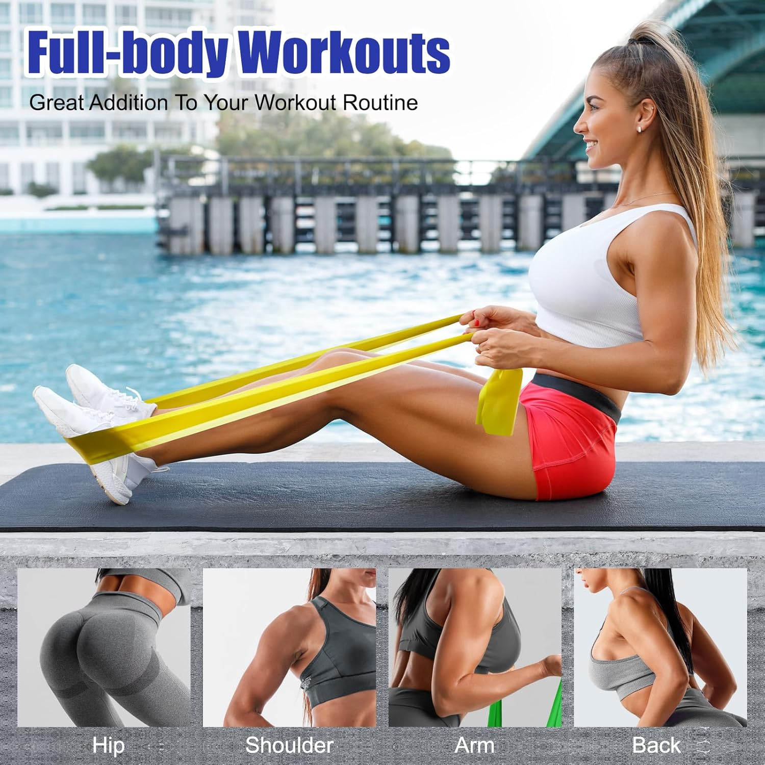 Kiemeu Pilates Bands Resistance for Women Exercise Stretch Bands for Physiotherapy, 1.8M Latex Flat Band image number 3