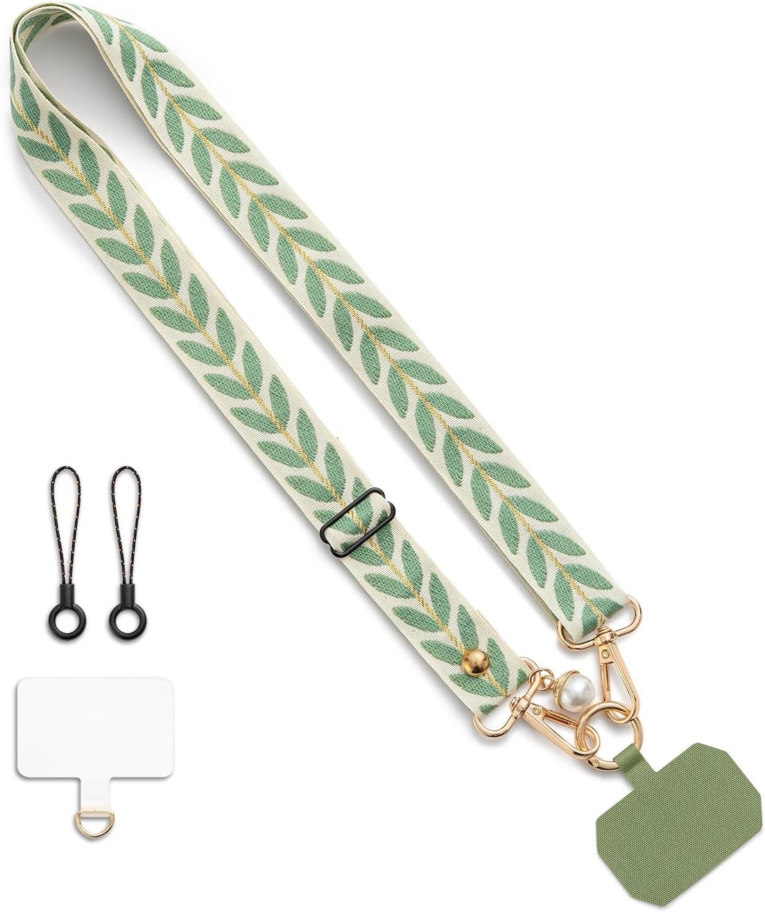 CHUQING Universal Phone Lanyard Phone Strap Adjustable Nylon Neck Lanyard Pale Olive Green image number 6