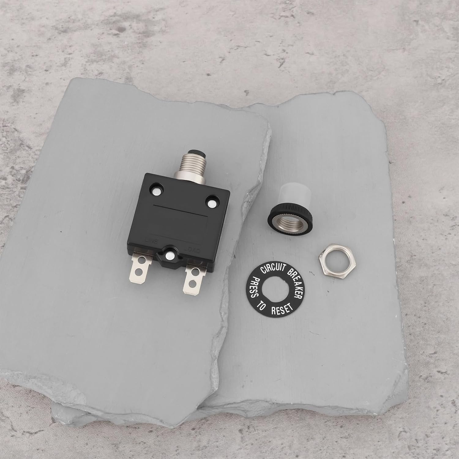 Ecsing 2X Push Button Circuit Breaker with Button Caps Manual Reset Switch, 125-250V AC / 50V DC Overload Protector, 10A image number 3