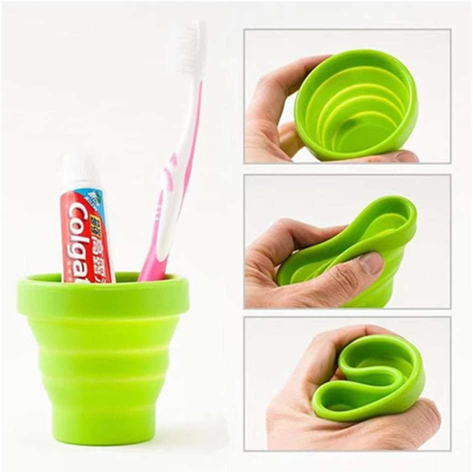 Pack of 4 Foldable Cups, Silicone Foldable Drinking Cup, Foldable Travel Cup, Portable Water Cup, Collapsible Silicone Travel Cup for Travel Camping (170 Ml) image number 1