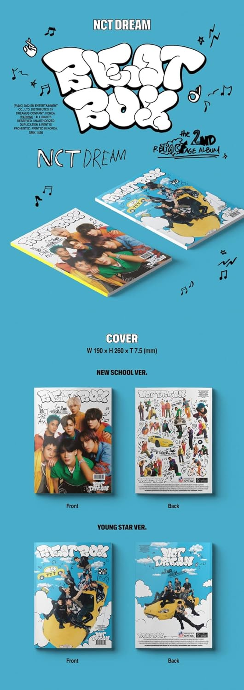 NCT Dream Beatbox 2Nd Album Repackage Photobook Version YOUNG STAR Cover Cd+1P Folding Poster on Pack+Booklet+Photocard+Sticker+Tracking Sealed image number 4