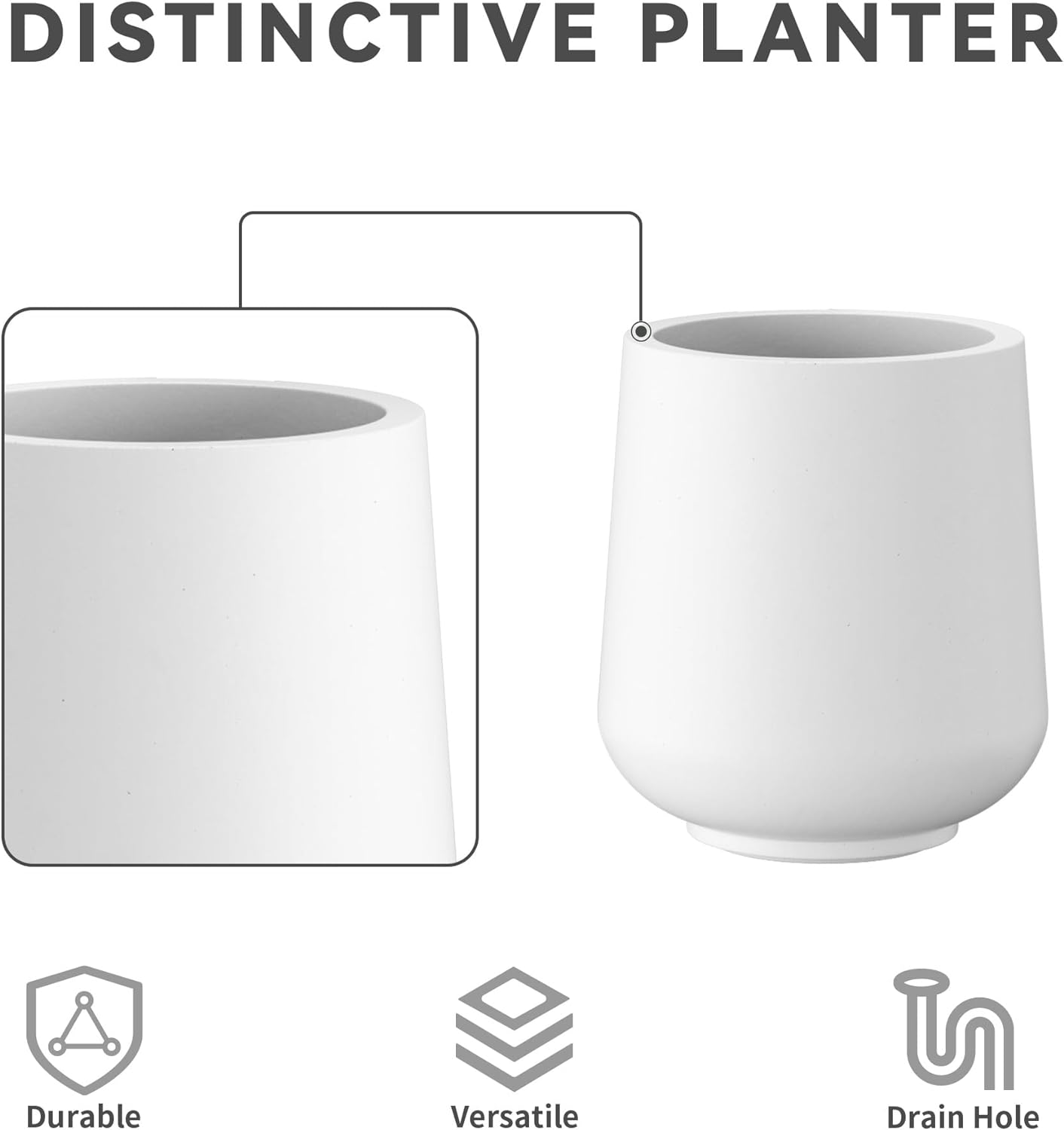 Kante round Pure White Concrete Planter (Set of 3) image number 6