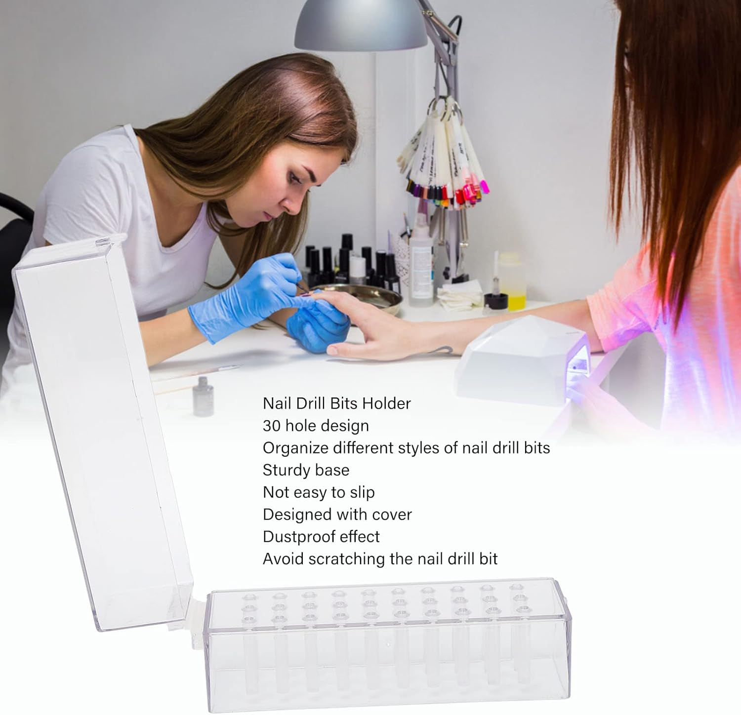 Leapiture Nail Drill Bits Holder Stand Nail Display Holder Professional 30 Hole Nail Drill Bits Transparent Sturdy for Home Use or Nail image number 2