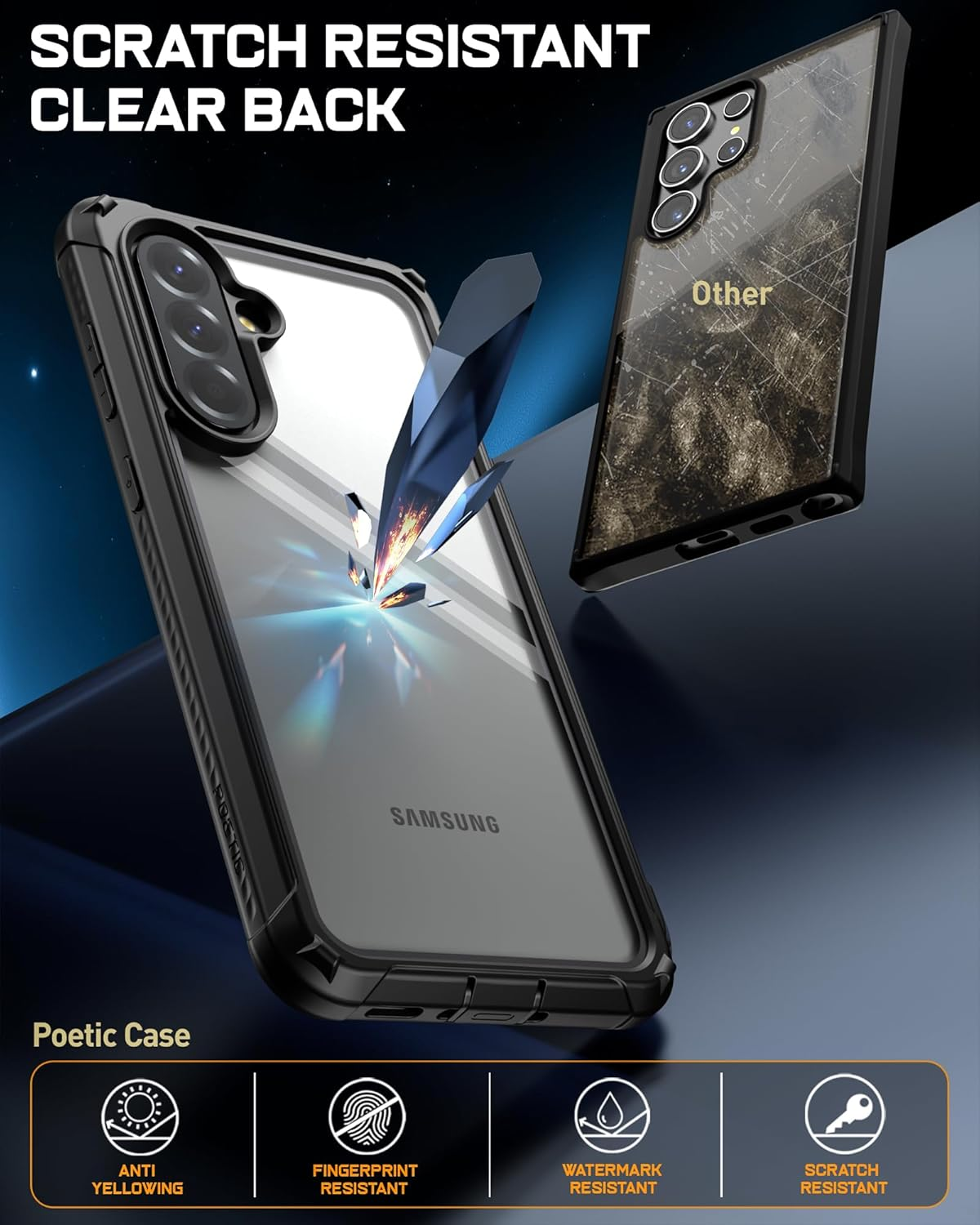 Poetic Guardian Case for Samsung Galaxy A56 5G, [2 Front Frame] [20 FT Mil-Grade Drop Tested] Full-Body Hybrid Shockproof Cover with Built-In Screen Protector, Black/Clear image number 2