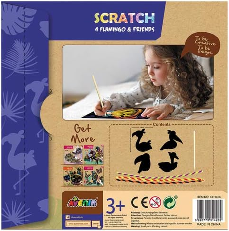 Avenir Flamingo & Friends Scratch Art Set image number 1