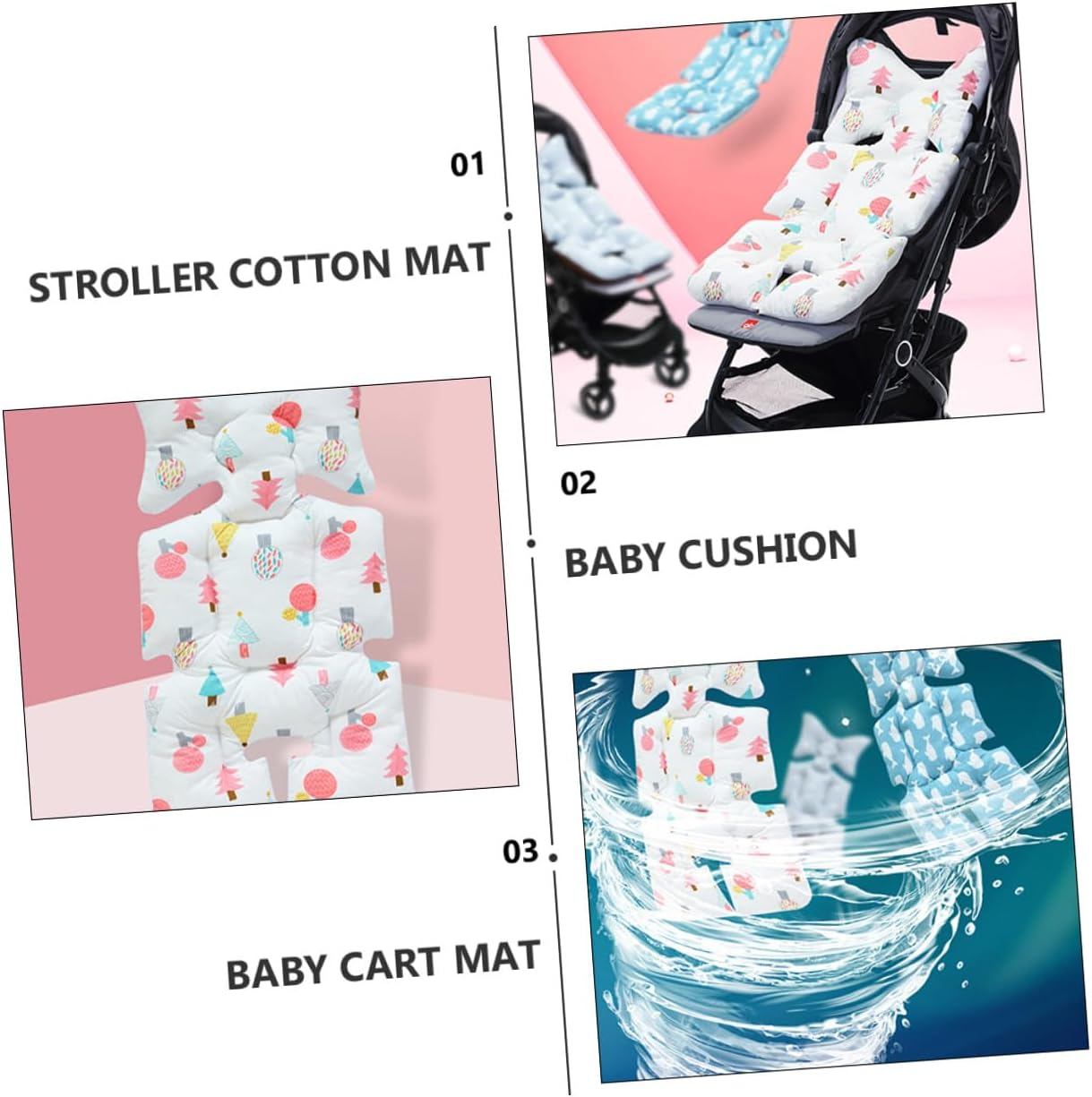 Breathable Cotton Cart Seat Cushion Thickened Soft Stroller Mat for Comfort and Support Suitable for Stroller and Dining Chair Use in All Seasons image number 6