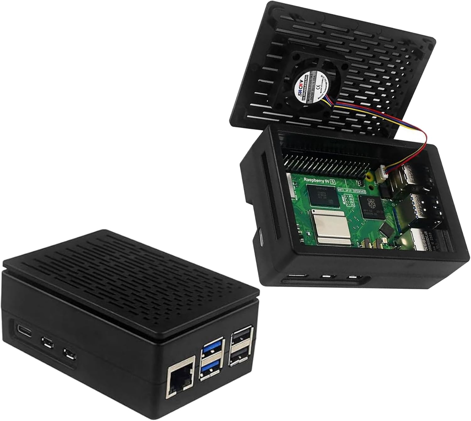 Raspberry Pi 5B Type B 4GB RAM DIY 9-In-1 Kit | 5.1V 5A Power Supply | 2X Micro HDMI Cable | San Disk 128G SD Card Micro SD | Pi 5 Active Cooler | Balck Protective Case (5B 4G 9 in 1 Kit) image number 2