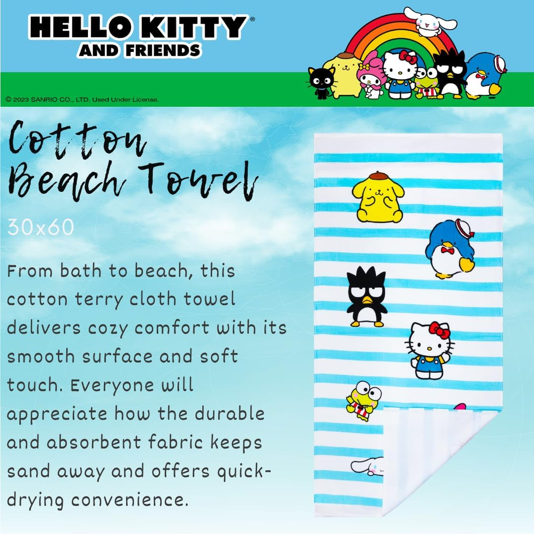 Franco Collectibles Sanrio Hello Kitty & Friends Super Soft Cotton Bath/Pool/Beach Towel, 60 in X 30 In, (Official Licensed Product) - Kuromi image number 5