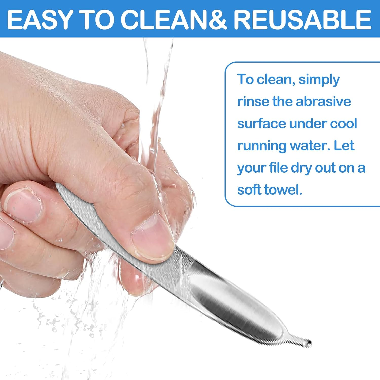 Heavy-Duty Toenail File for Thick Nails-Nail File-Emery Boards for Nails-4.9-Inch Double-Sided Stainless Steel Metal Nail File & Buffer &ndash; Durable Grooming Tool for Men, Women & Seniors (2Pc) image number 1