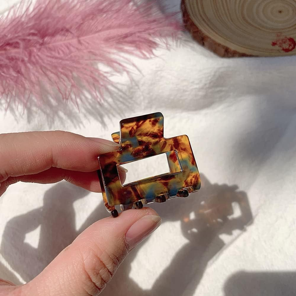 4 Pieces Acetate Hair Claw Clips Non-Slip Clips Small Claw Hair Clips for Women and Girls Tiny Hair Claws for Thin Medium Thick Hair image number 4