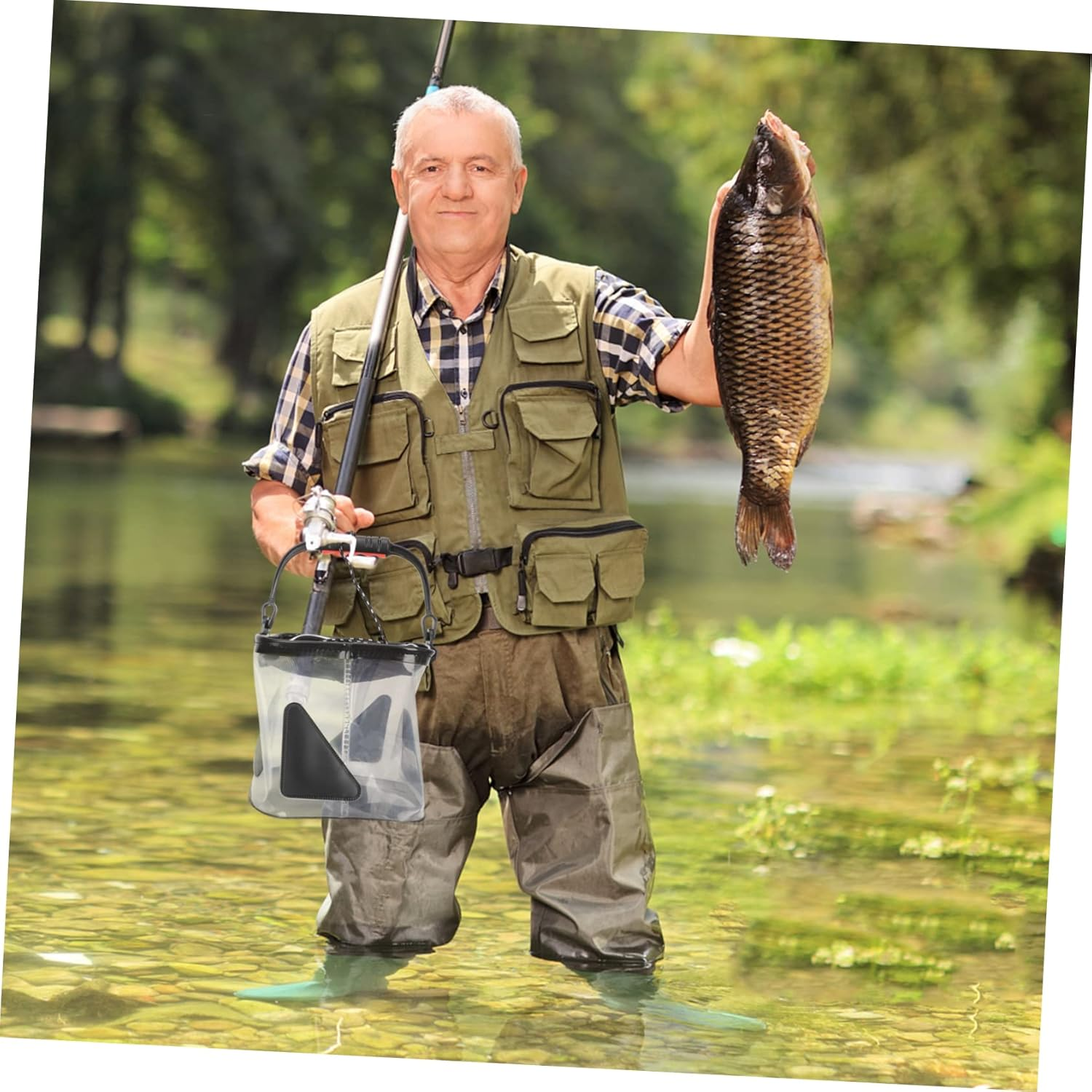 Sosoport Travel Folding Water Bucket Compact Storage Camping Pail Sturdy Handle for Hiking and Fishing image number 6