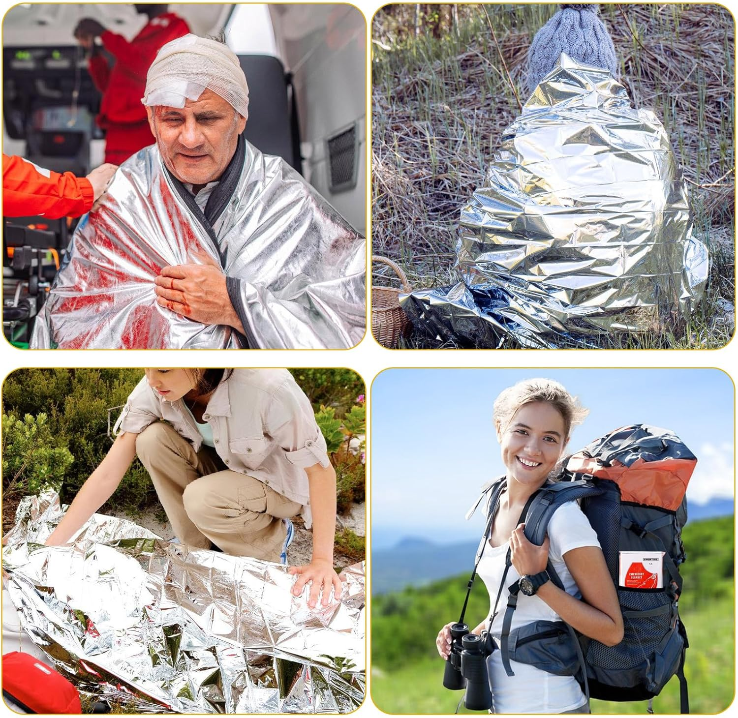 COVRA 5-Pack Emergency Mylar Thermal Blankets, Silver, 82.7X63 Inches, for Outdoor, Marathon, Camping, Hiking, and Harsh Weather image number 2