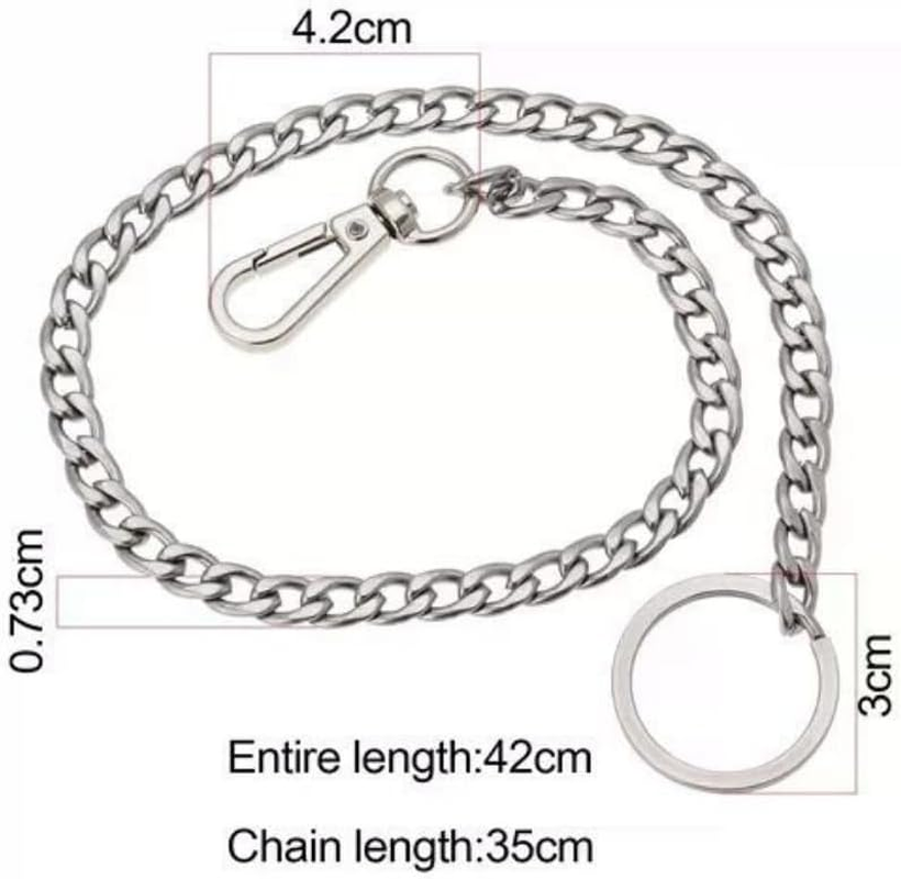 Stainless Steel Trouser Wallet Chain, 42Cm Long, 2-Piece Set, Silver image number 4