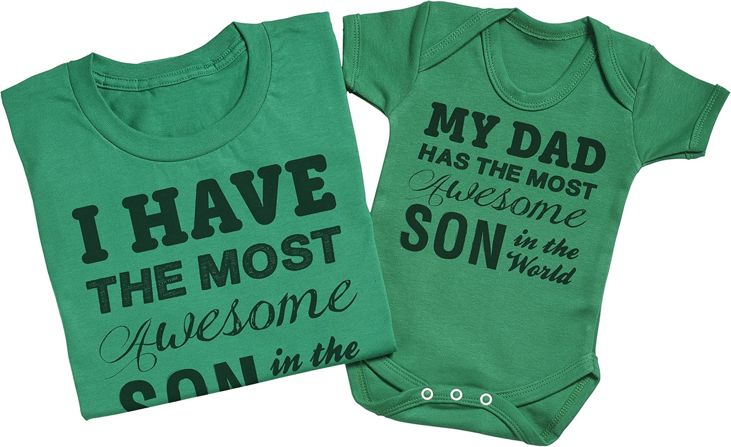 Zarlivia Clothing Most Awesome Son - Matching Father Baby Gift Set - Mens T Shirt & Baby Bodysuit - Grey - Xx-Large & 6-12 Months image number 6