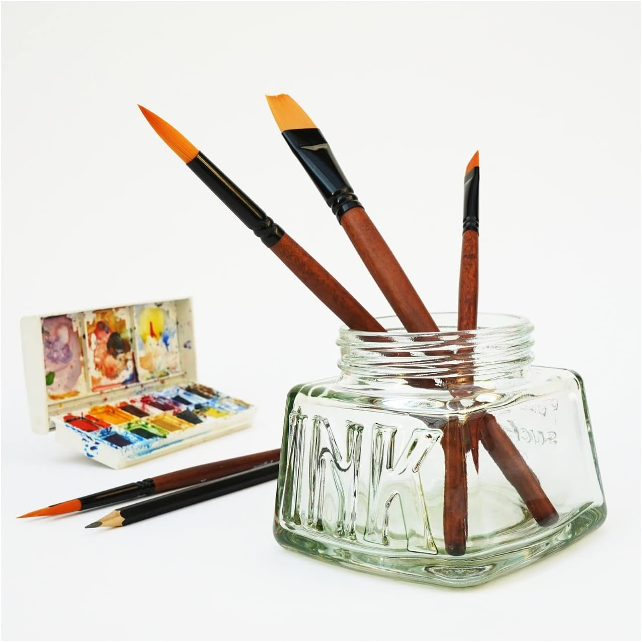 Suck UK Desk Tidy Inkwell | Glass Pen Pot & Pencil Pot | Pen Holder & Makeup Brush Holder | Office & Desk Accessories image number 2