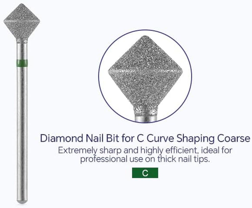 Rolabling Diamond Nail Bit for C Curve Shaping Manicure Drilling for Nail Gel Polish Removal Nail Accessories Tool Suitable for Most Drill Machine (M) image number 2