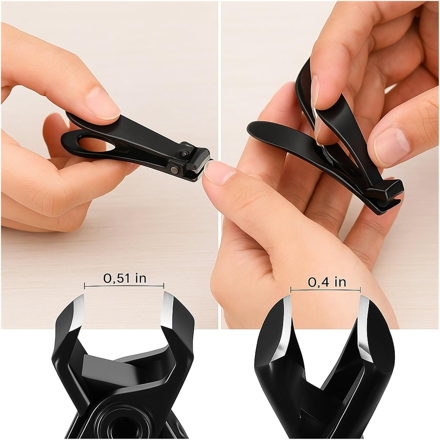 Nail Clippers for Seniors, Wide Jaw Fingernail & Angled Head Toenail Clippers for Thick Nails, Professional German Stainless Steel Heavy Duty Nail Cutter Set for Men, Women & Pregnant, Black