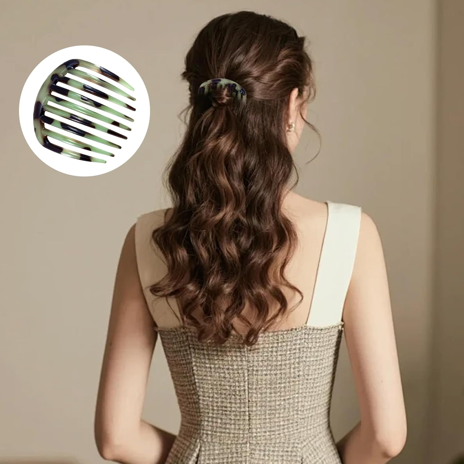 SSKHE 6PCS French Twist Comb French Hair Comb Retro Celluloid Hair Set 9 Teeth Non Slip Clips Styling Accessories for Women and Girls Multicolour image number 4