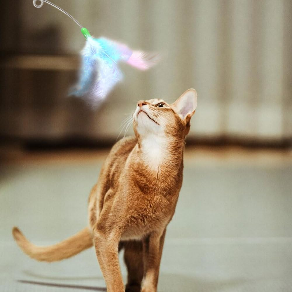 Cat Collars with Cat Feather Toys, 2024 New Creative Cat Toys, Rubber Collar Cat Teaser Stick, Adjustable Collar Toys, Interactive Cats Toys for Indoor Kitten, Interactive Cat Neck Toy (2 Pcs,Blue) image number 4