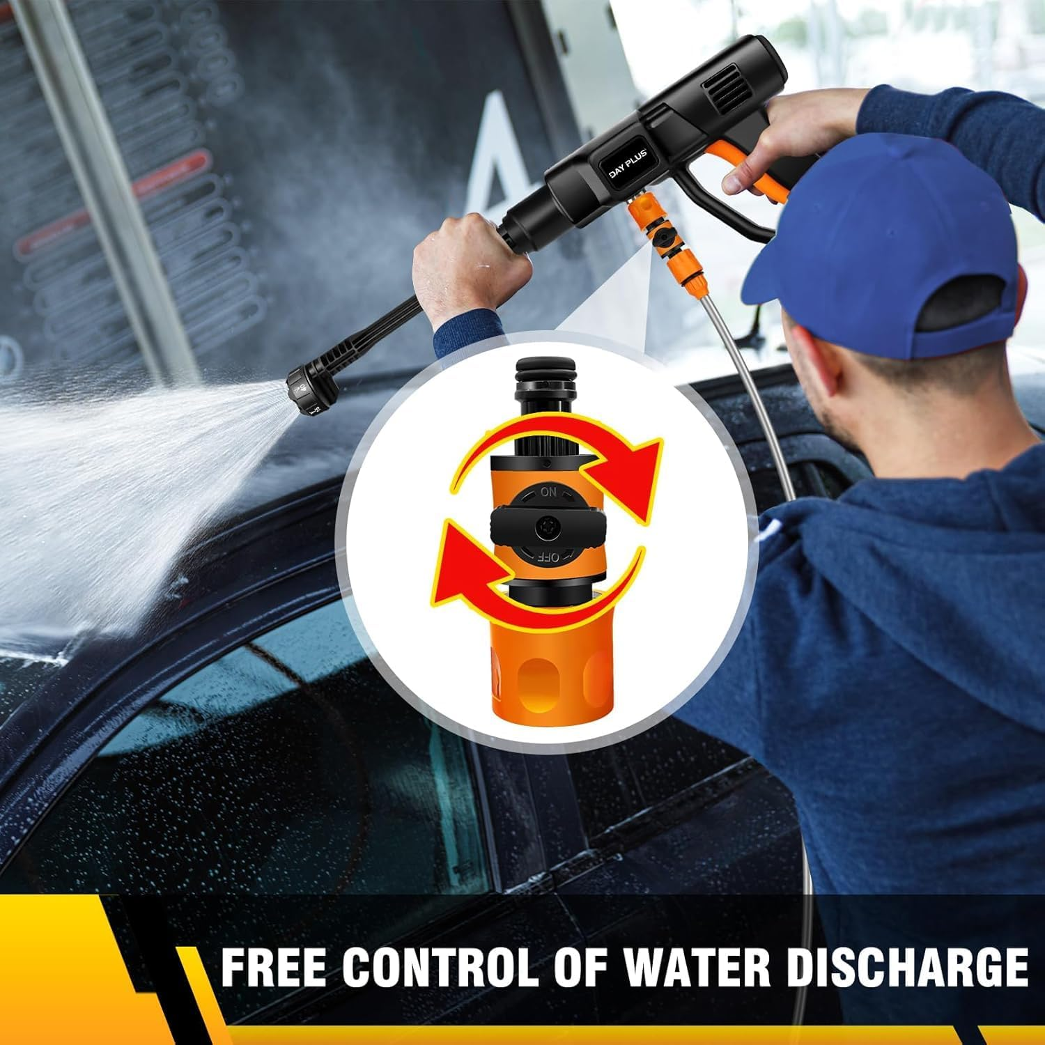 Cordless Pressure Washer, Portable Power Washer for Patio & Car, 6 in 1 Adjustable Nozzle with 5M Hose, Pressure Wash Tool with 2X 3.0Ah Batteries,Car/Floor/Garden Cleaning and Watering, Etc image number 6