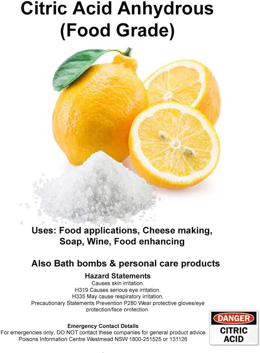 (750G) Citric Acid Powder Food Grade | Citric Acid for Cooking | Citric Acid Powder for Cheese Making, Seasoning | Citric Acid for Bath Bombs, Soap Making & Pool I Citric Acid Powder in Bulk| Citric Acid Powder Cleaning/Descaling Anhydrous GMO Free.