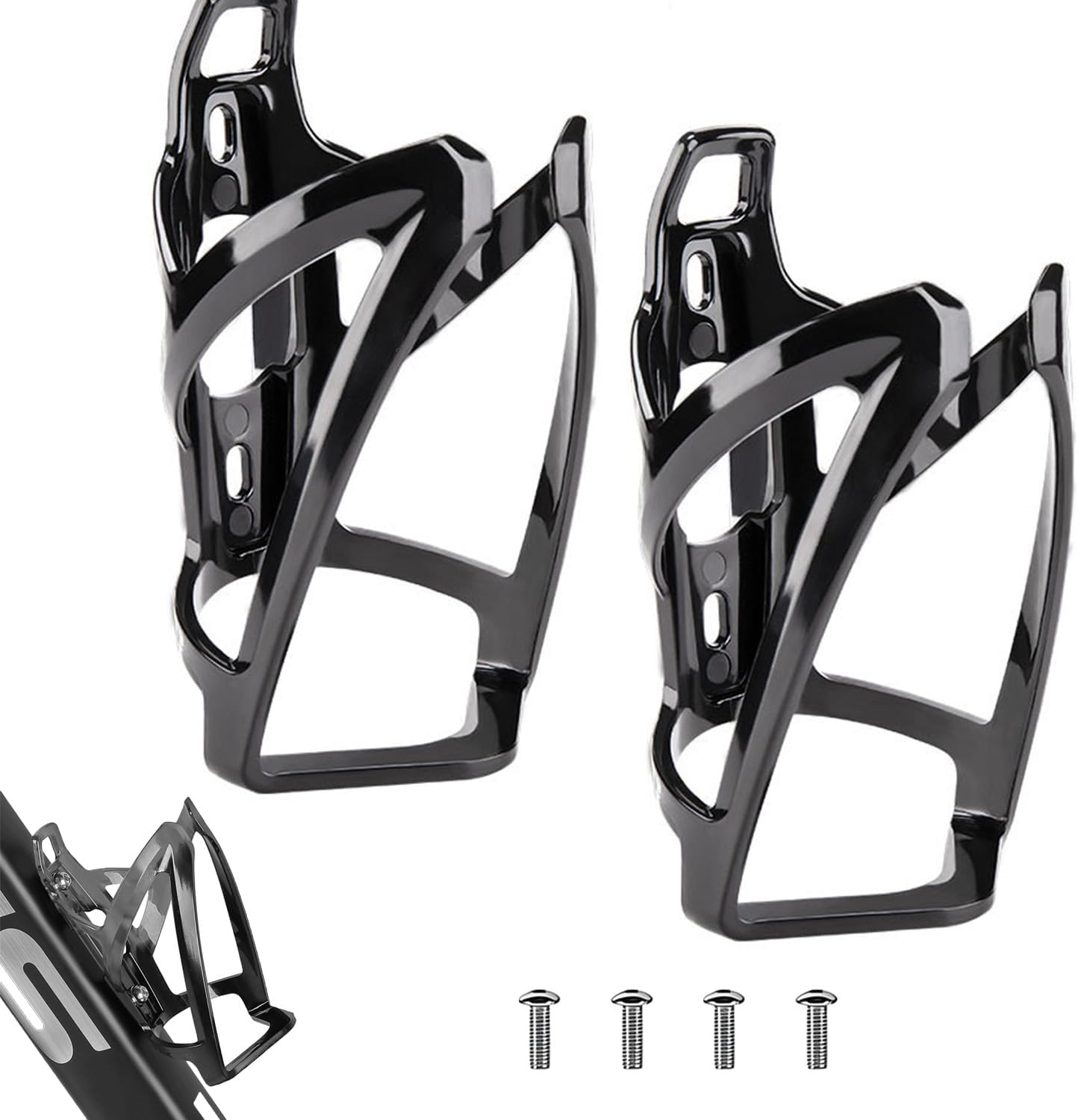 2PCS Universal Bicycle Bottle Cage,Black Bicycle Cup Holder for 500-1000 Ml Bottles,Easy to Install(Black image number 5