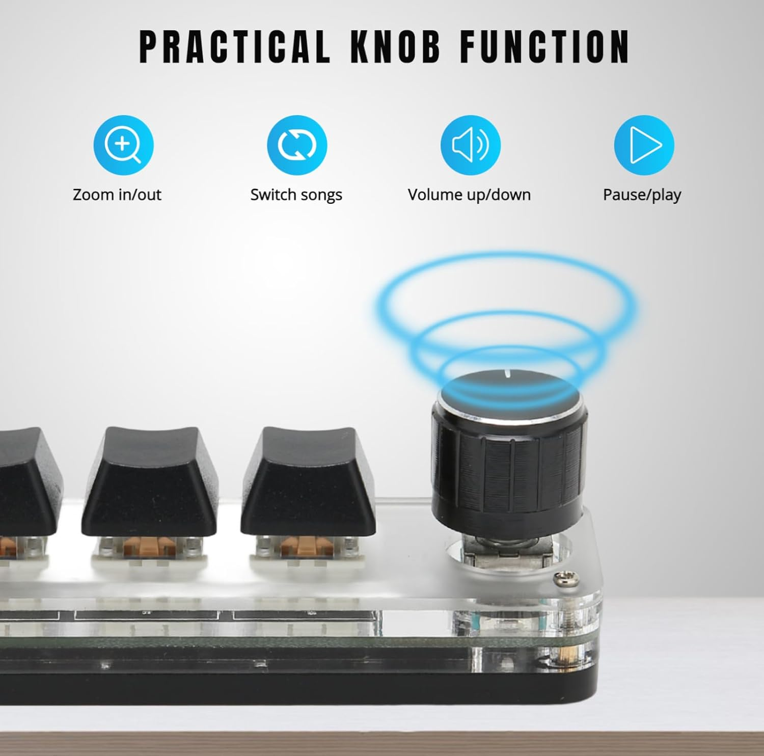 Jectse OSU Keypad, 3 Keys One Handed Macro Mechanical Keyboard with Knob, Programmable Macro Keypad, RGB Backlit, USB Powered image number 1