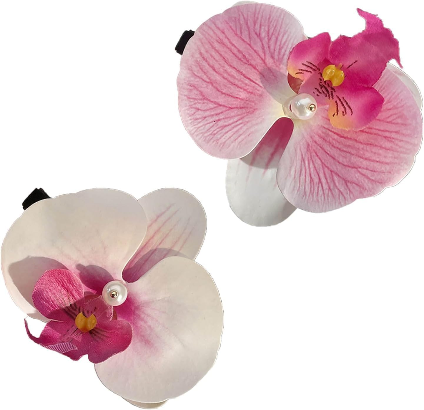 2Pcs Pink Floral Hairpin Orchids Women Girls Flower Hair Clip Elegant Bohemias Bridals Hair Decorations Stage Hair Clip Hair Pins Hair Styling Accessories