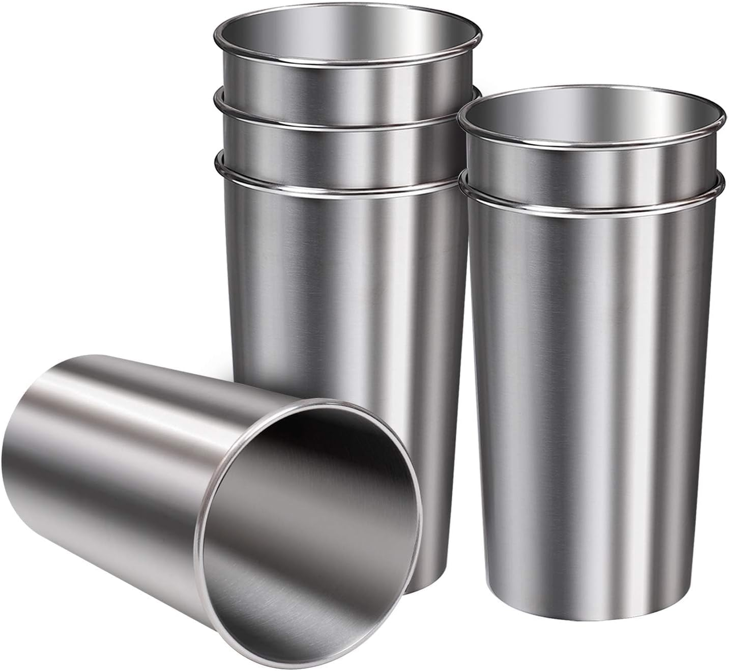 Ruisita 6 Pack 20 Oz Stainless Steel Cups Metal Shatterproof Stackable Pint Drinking Cups for Adults or Kids (20 Oz/600 Ml) image number 2