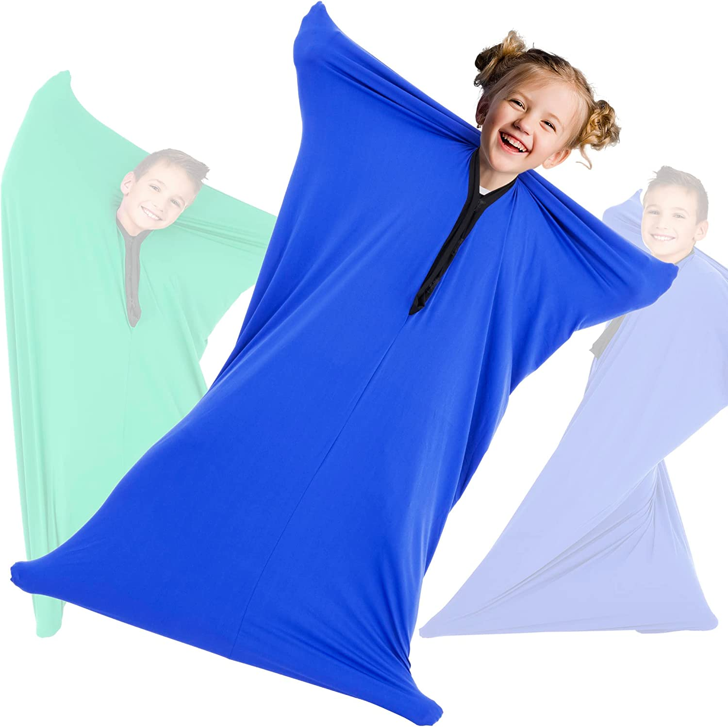 OUTREE Sensory Body Sock for Kids, Full Body Sock Provides Deep Pressure Input, Relaxing Sensory Toys for Autistic Children with a Carrying Bag (Medium 47''&times;27'' Blue)