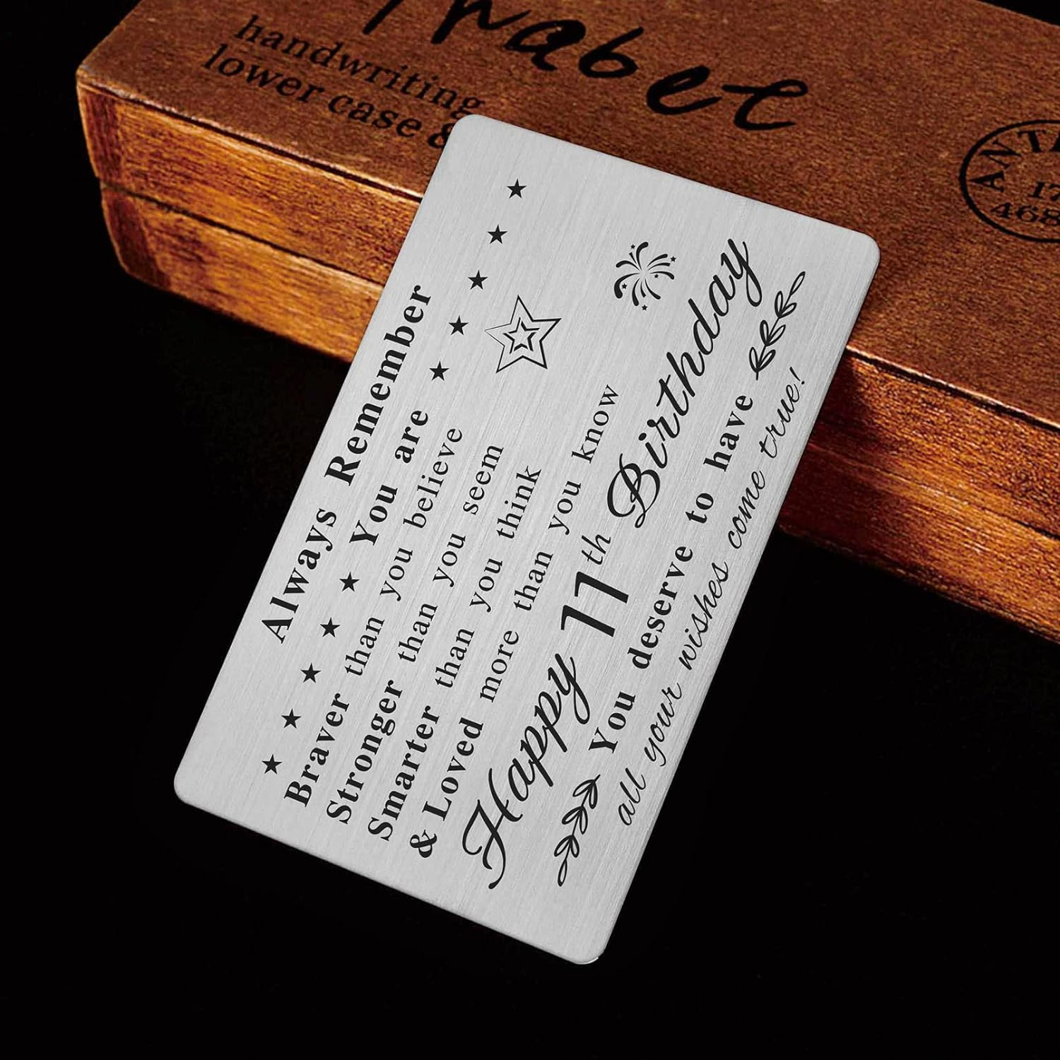 Happy 11Th Birthday Card - You Are Loved More than You Know - 11 Year Old Birthday Gifts for Boy Girl, Personalised Engraved Wallet Card image number 3