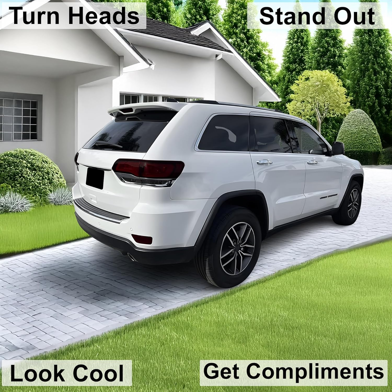 BOGAR TECH DESIGNS Tinted Taillight Third Brake Rear Bumper Reflector Light Overlay Tint Compatible with Jeep Grand Cherokee 2014-2021, Dark