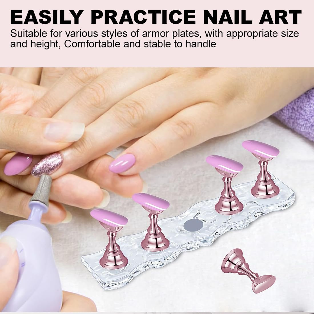 KEMUZ Nail Stand, Nail Accessories, Set of 3, Magnetic Nail Practice Stand with Holder for Nail Tips for Easy Manicure, Practical Manicure Set for Beginners and Professionals at Home or in the Salon image number 4