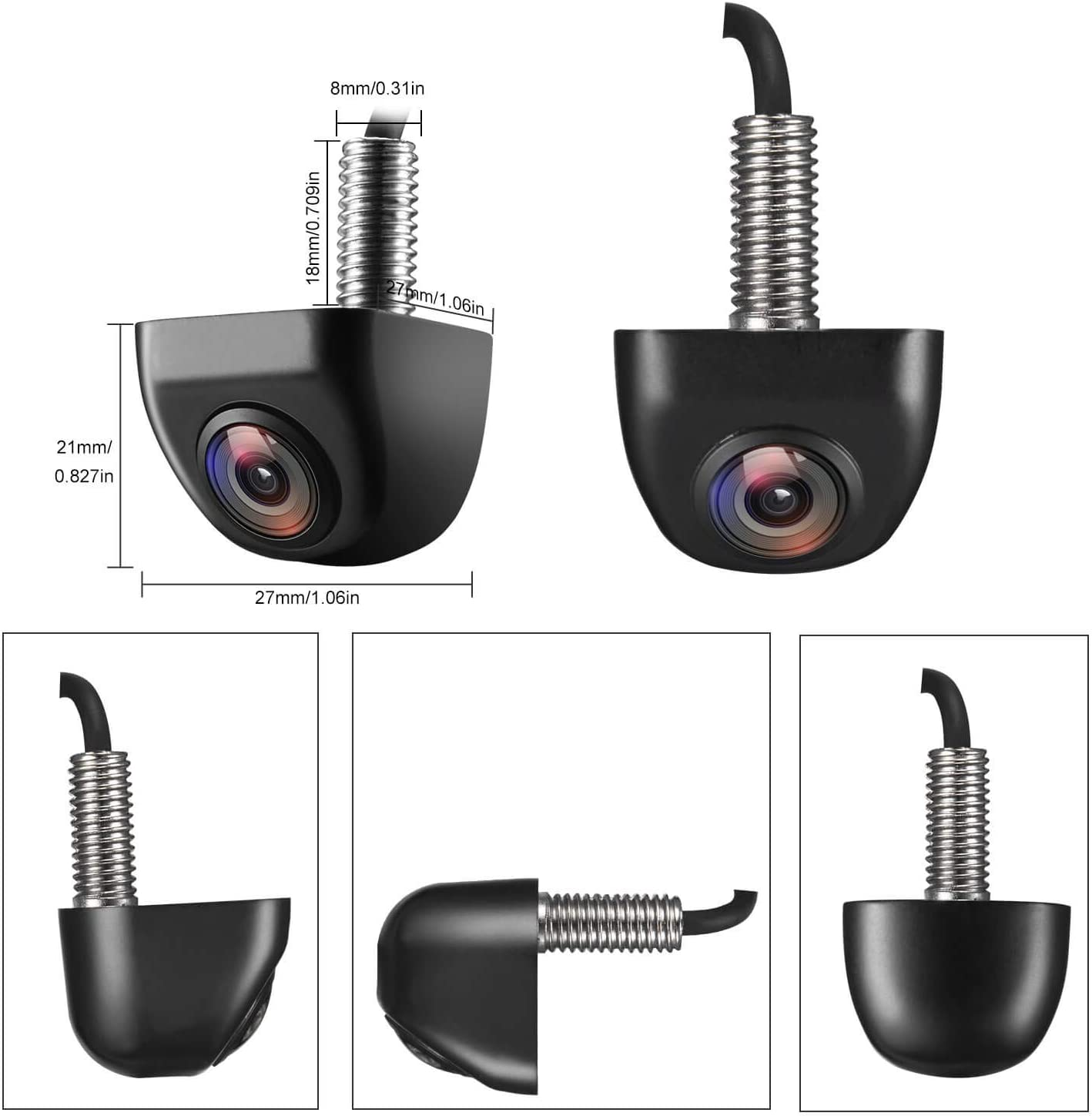 NATIKA Backup/Front View Camera,Ip69K Waterproof Great Night Vision HD and Super Wide Angle Metal OEM Style Reverse Rear View Backup Camera for Cars Pickup Trucks Suvs Rvs Vans (Black) image number 2