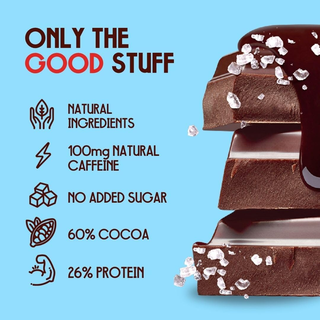 Peak Energy Caffeinated Dark Chocolate Energy Bars with Sea Salt - Sugar Free Chocolate, High Protein, 100Mg Natural Caffeine, Healthy Snack for Energy and Focus - Keto-Friendly - 14 Bars image number 1