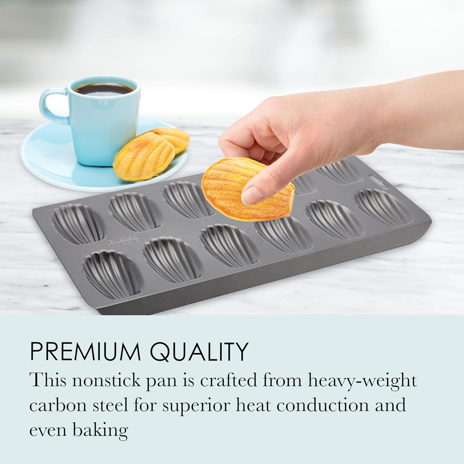 Chicago Metallic Professional 12-Cup Non-Stick Madeleine Pan, 15.75-Inch-By-7.75-Inch image number 4