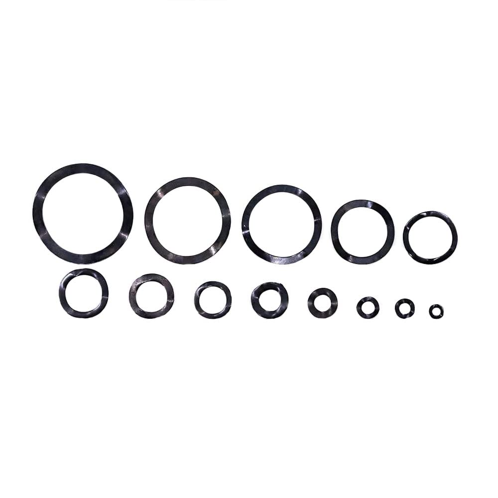 Washers Assorted, 320Pcs Carbon Steel Wavy Wave Crinkle Spring Washers, Compression Type Wavy Wave Crinkle Spring Washers Assortment Kit image number 2