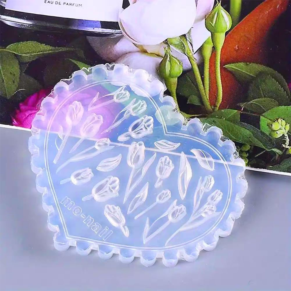 LIFOOST Tulip Flowers Silicone Molds 3D Gel Manicure Carving Mould Floral Nail Stencils Spring Summer Flowers Carved Nail Tools image number 5