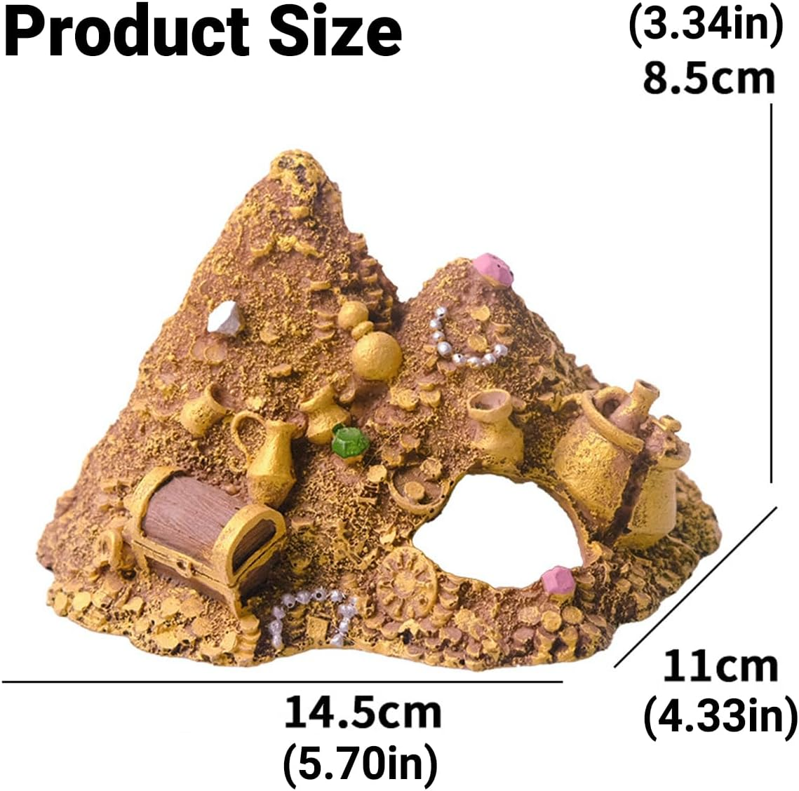 AIMALL Gold Mountain Aquarium Decor, Resin Fish Tank Cave with Vibrant Design, Hiding Spot for Fish & Shrimp, Safe & Non-Toxic Aquascape Ornament image number 4