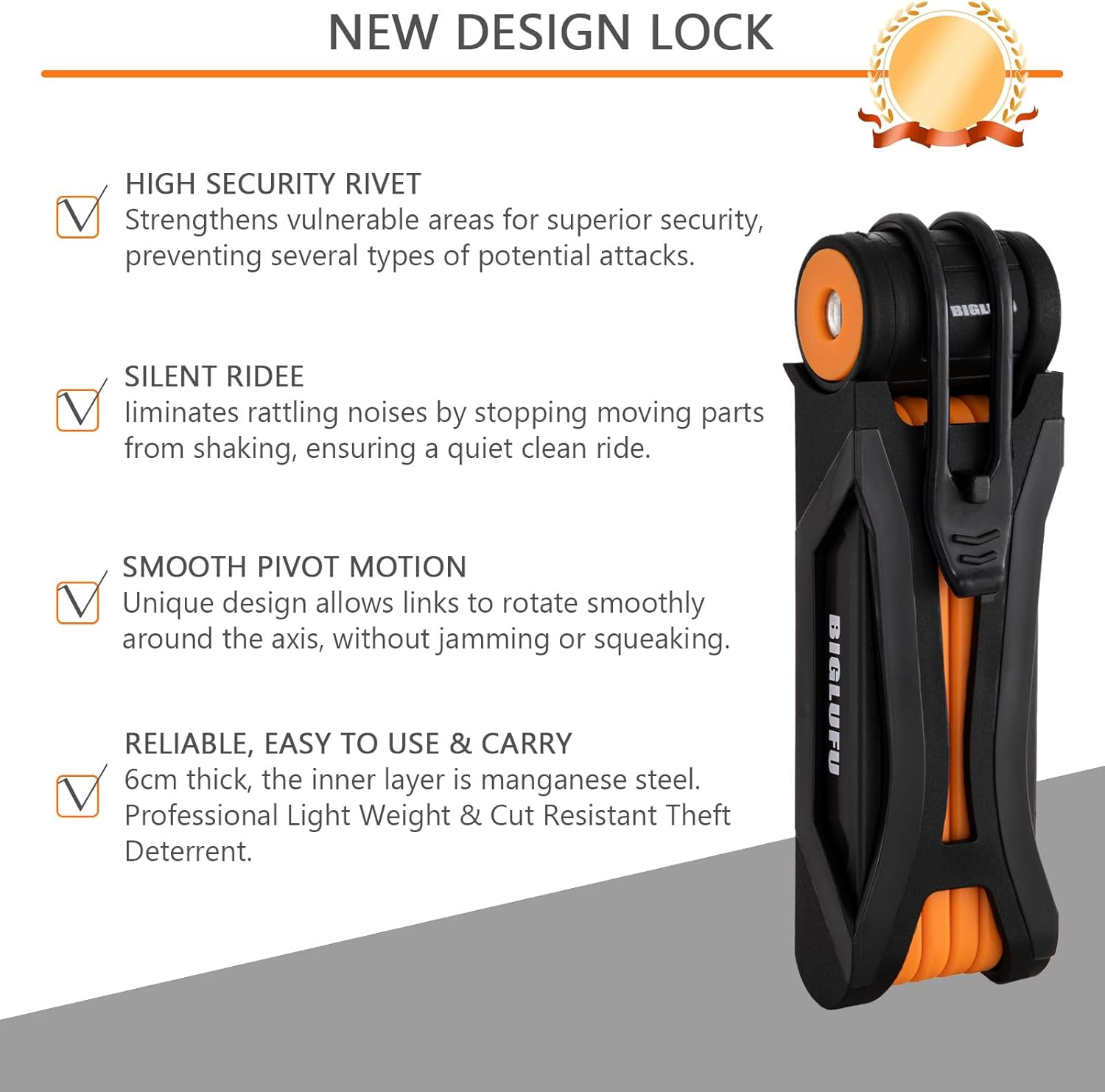 BIGLUFU Bike Lock Bicycle Scooter Motorcycle Folding Locks with 4Keys, Fold Chain Heavy Duty Alloy Steel Foldable Lock with Mounting Bracket 2Pc Straps, 86Cm/34 Unfolding, 1.92 Lbs image number 2