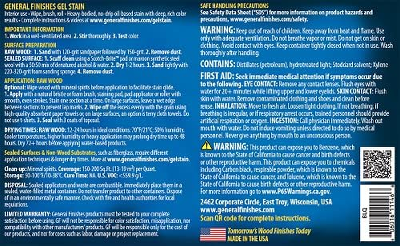 General Finishes BLH Gel Stain Half Pint Black image number 4