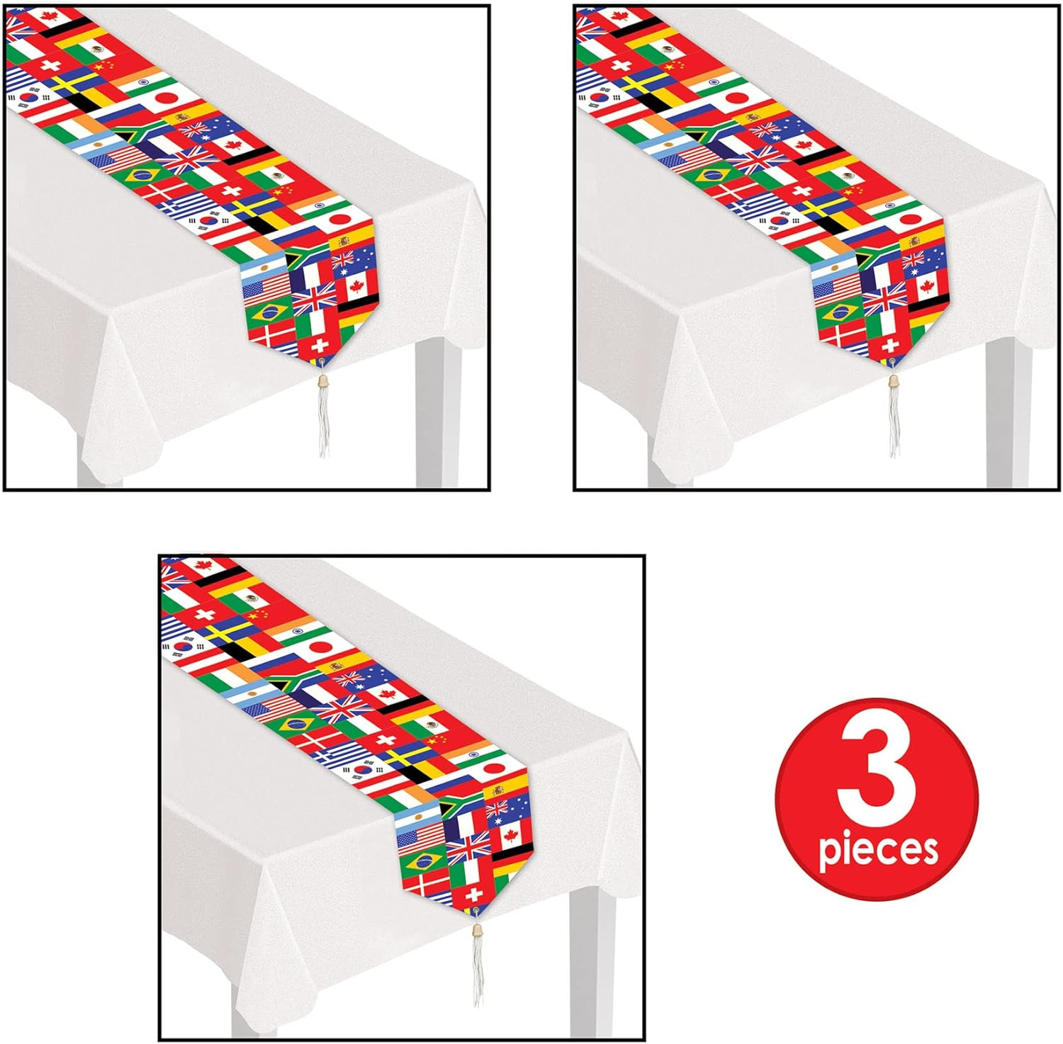 Beistle S57905AZ3 Flag Table Runner, Multicolored image number 1