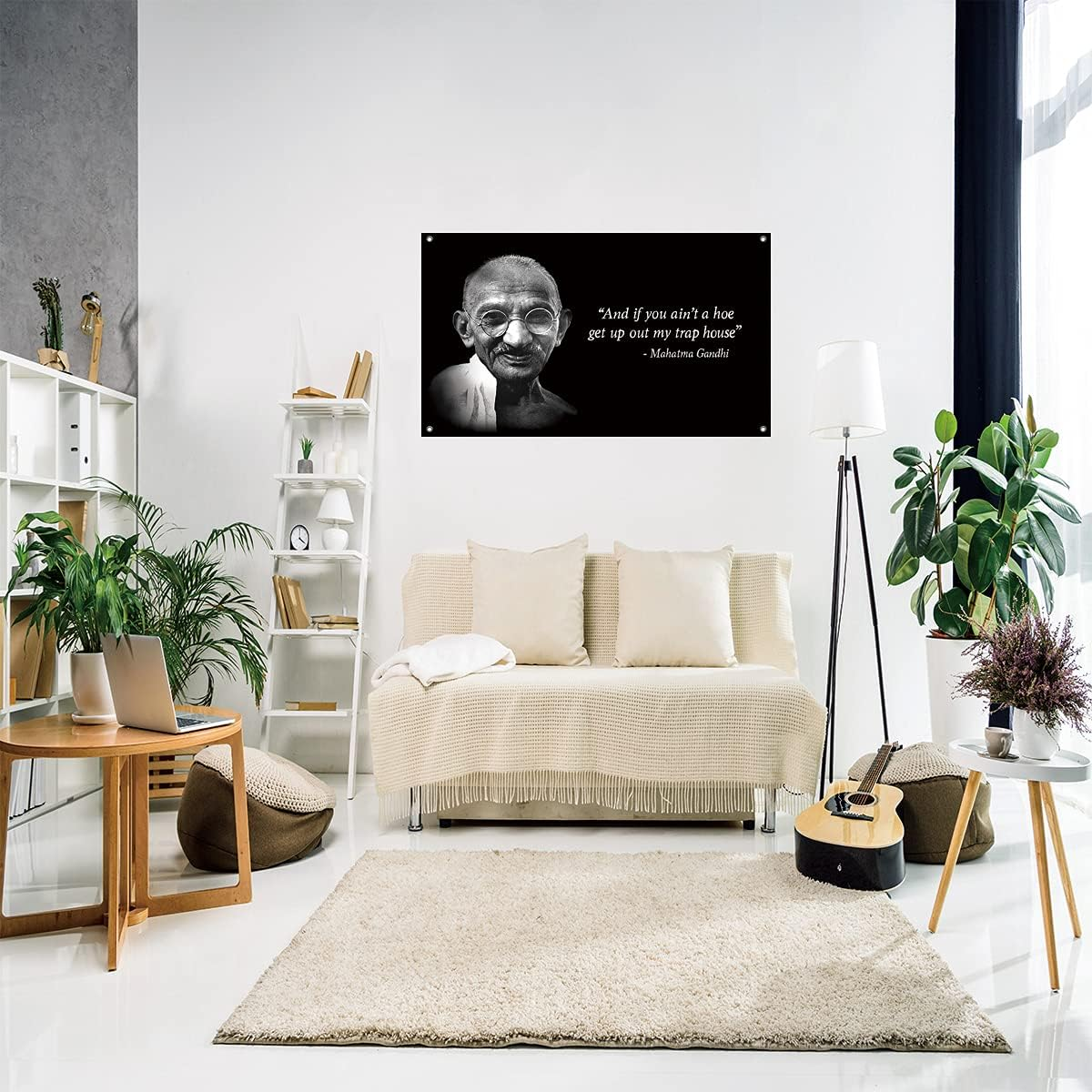 Gandhi Flag 3X5 FT Banner Dorm Banner with Four Brass Grommets for College Party Indoor Decorations