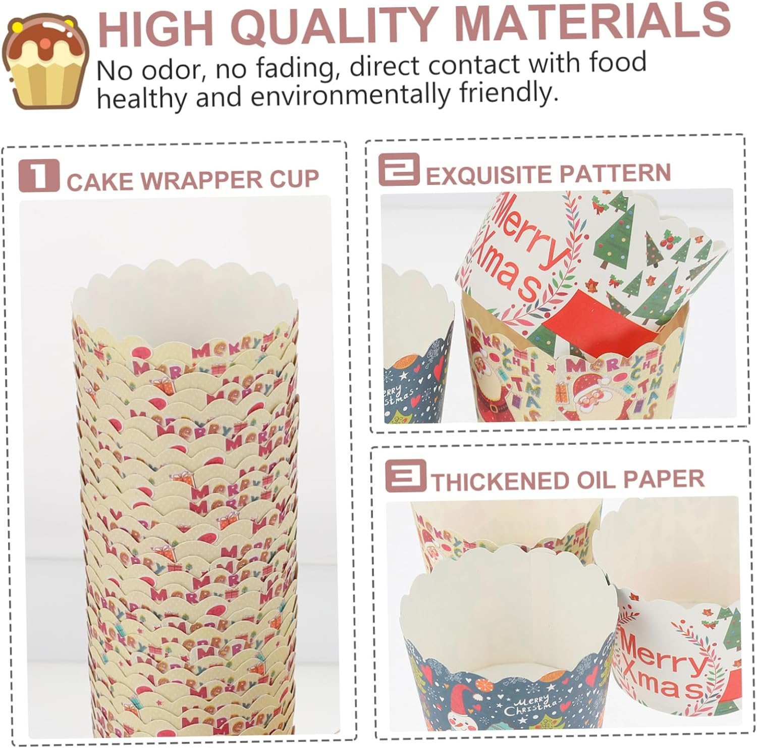 150Pcs Cake Cup Muffin Cup Baking Cake Making Paper Muffin for Making Liners for Baking Home Tools Christmas Dessert Random Color image number 3