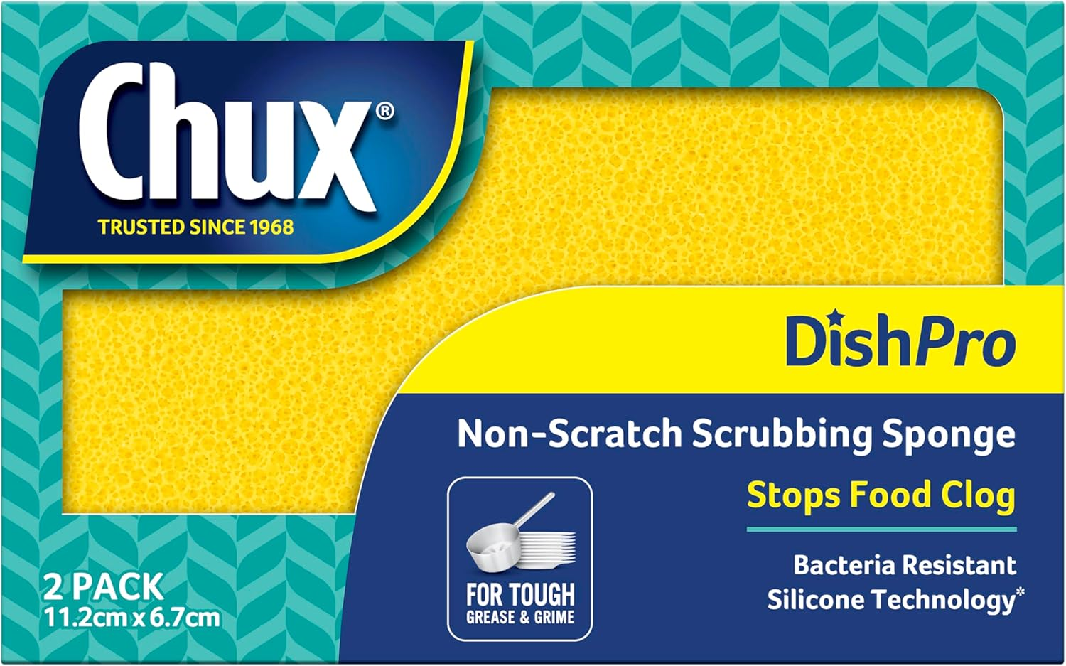 Chux Dishpro Non-Scratch Silicone Scrubbing Sponge, for Tough Grease and Grime, 2 Count image number 2
