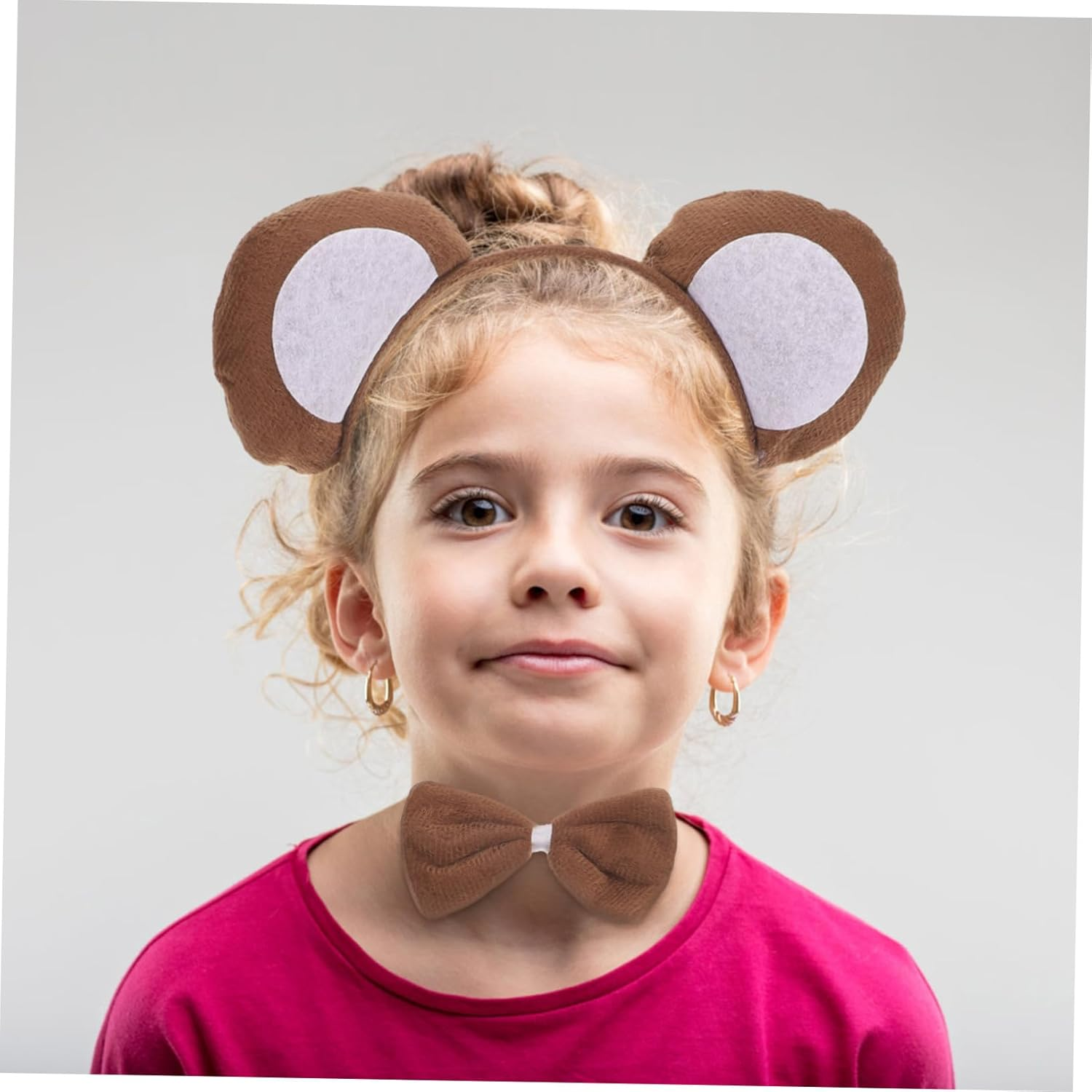 Minkissy 3Pcs Cartoon Animal Dress up Set for Boys and Girls Includes Monkey Headband Bow Tie and Fun Monkey Tail for Costume Party and Jungle Theme Party Decorations image number 6