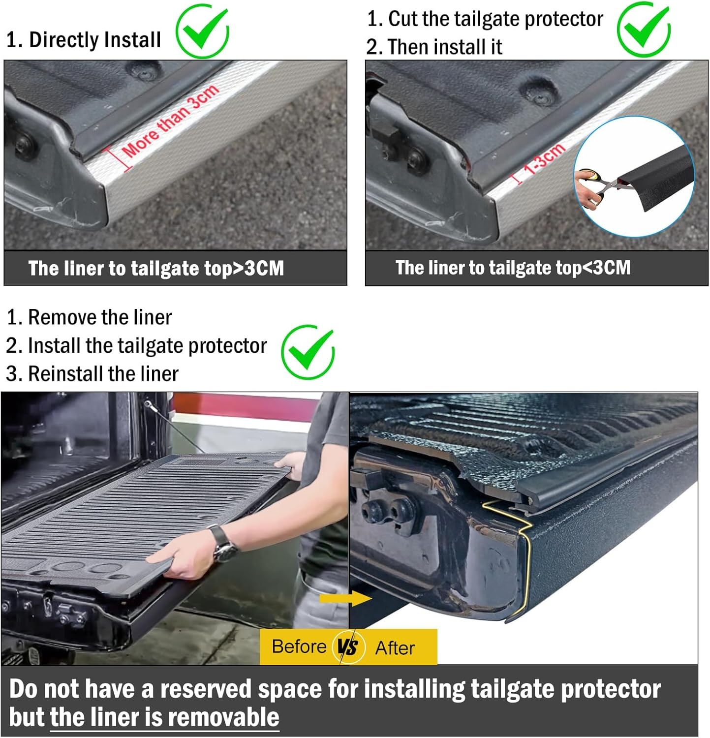 Tailgate Protector for Ford Ranger Accessories PX1 PX2 PX3 2011-2022, Tailgate Cover Rail Guard Cap Trim Textured Matte Black, Car Exterior image number 6