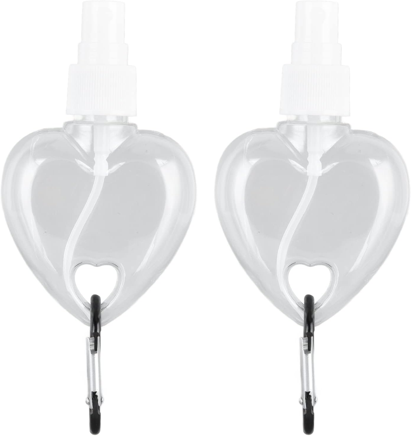 MUNEFE 2Pcs Travel Bottles, Plastic Clear Bottles, Keychain Bottles, for Cosmetics Liquid Soap Portable Toiletries Spray Type(Spray Heart) image number 5