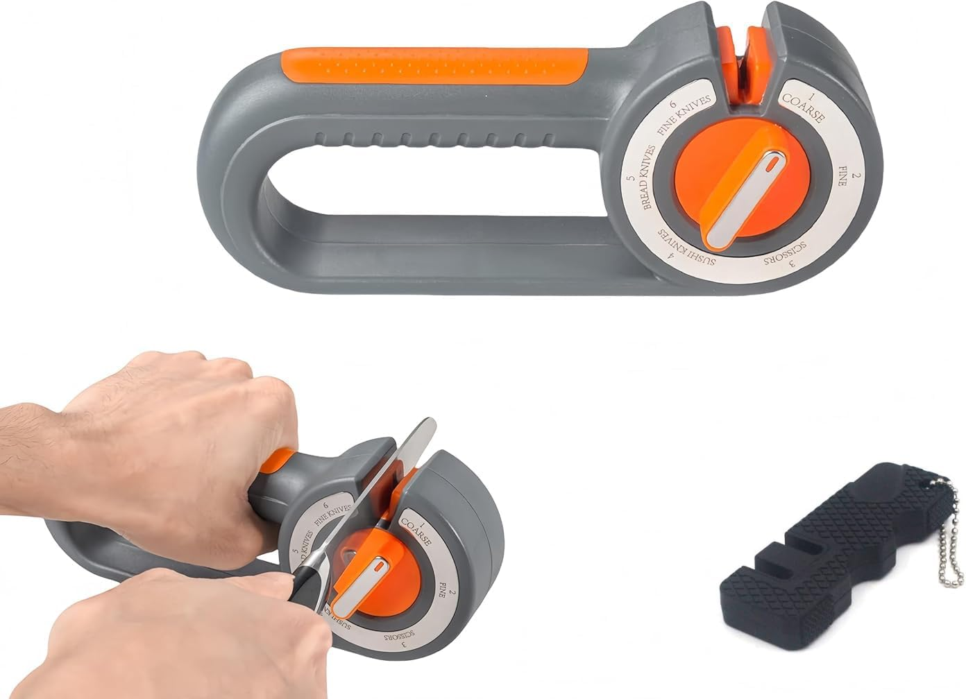 CERULYX 6-In-1 Kitchen Knife Sharpener & Portable Mini Tool Bundle, Manual 3-Stage Sharpening System for Chef Knives & Scissors, Restore & Polish Blades for Home, BBQ & Camping image number 1